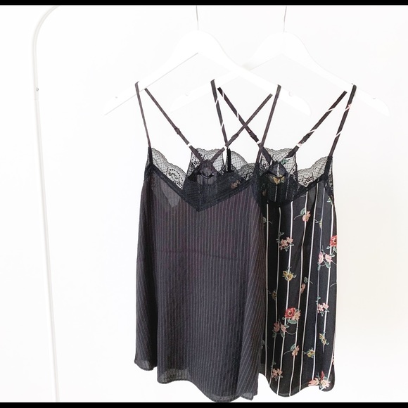 BLACK PINSTRIPE LACE Camisole - Picture 7 of 8